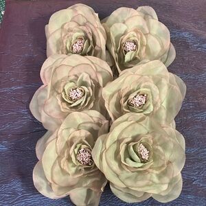 Beige-Mix 6” Organza Flower Accents 6 for $24
